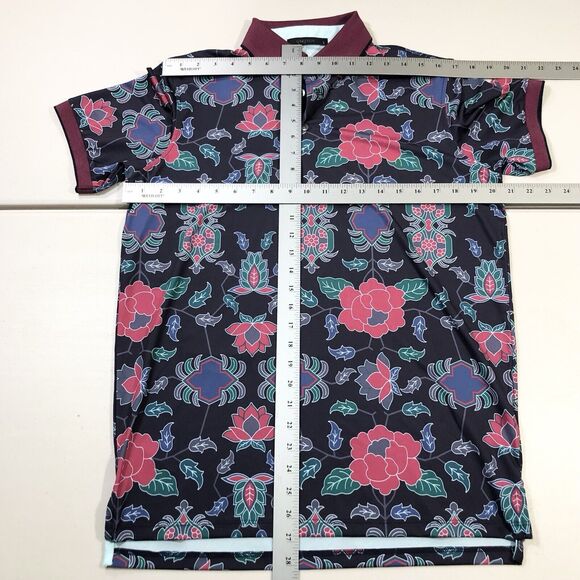 NWT Greyson Golf Shirt Polo Mountain Laurel Print Men's Small Raven - Picture 3 of 8